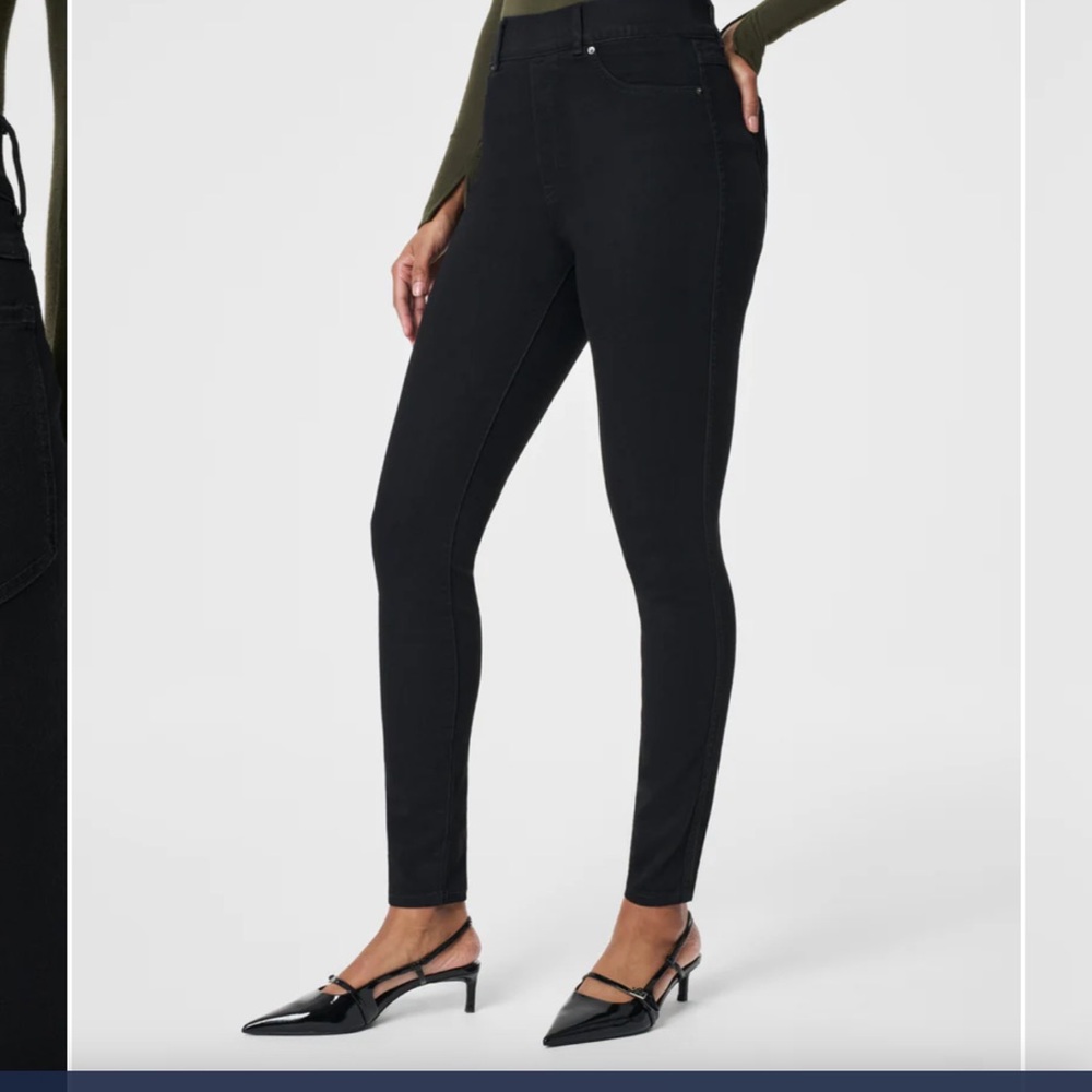 SPANX Black Leggings with Fake Pockets